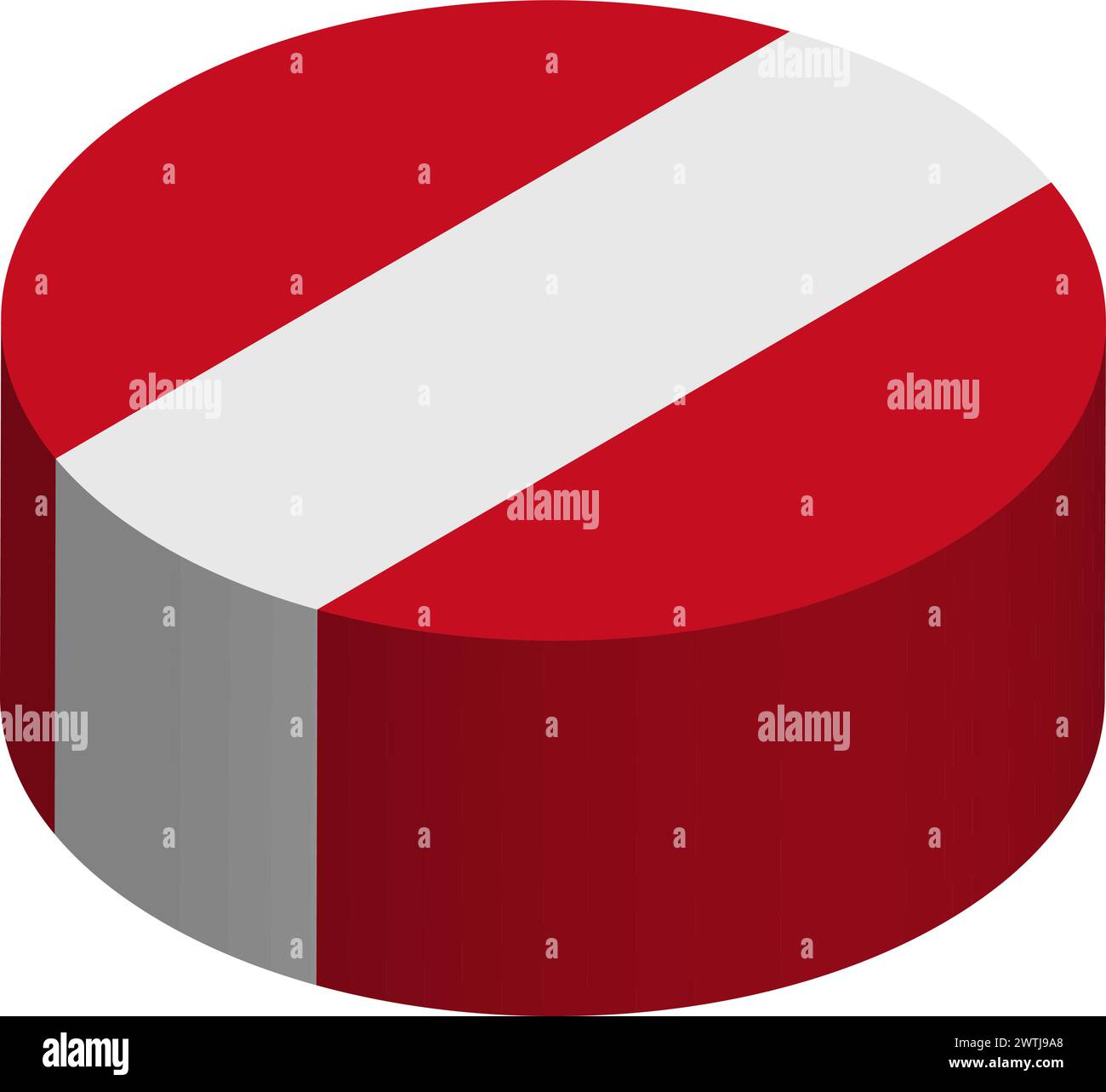 Peru flag - 3D isometric circle isolated on white background. Vector object. Stock Vector