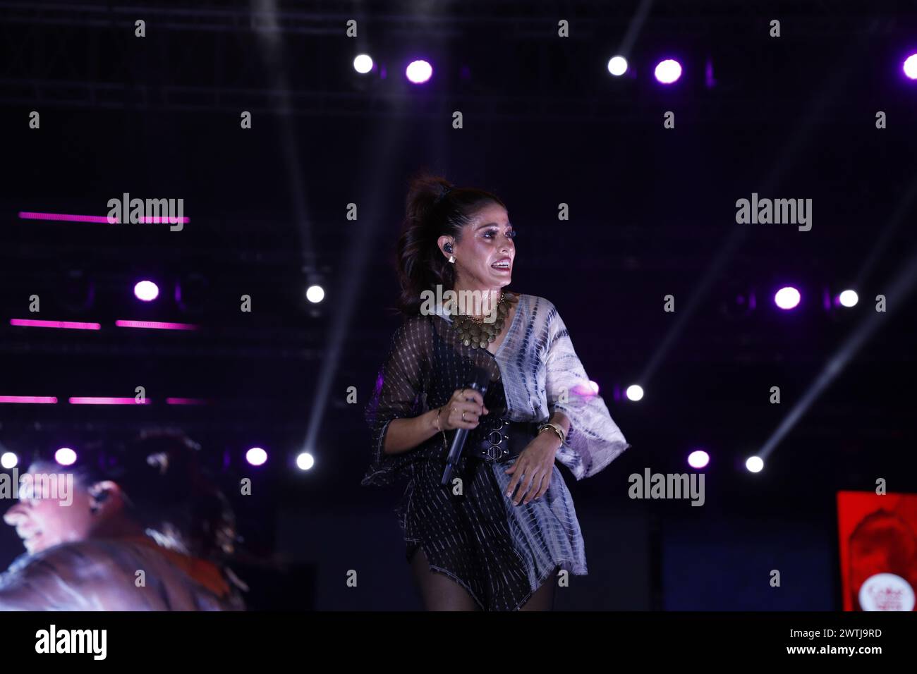 New Delhi, India. 18th Mar, 2024. NEW DELHI, INDIA - MARCH 2: Bollywood singer Sunidhi Chauhan performs during an annual tech fest - “Moksha - Innovision” at Netaji Subhas University of Technology (NSUT), on March 2, 2024 in New Delhi, India. (Photo by Raajessh Kashyap/Hindustan Times/Sipa USA ) Credit: Sipa USA/Alamy Live News Stock Photo