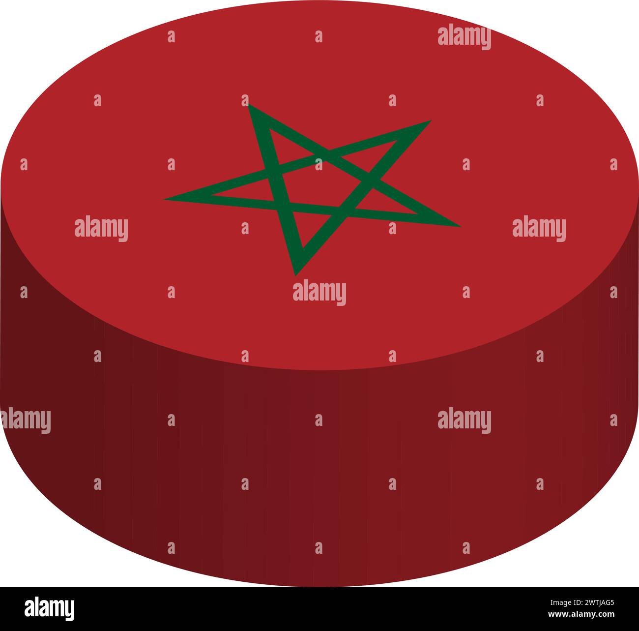Morocco flag - 3D isometric circle isolated on white background. Vector object. Stock Vector