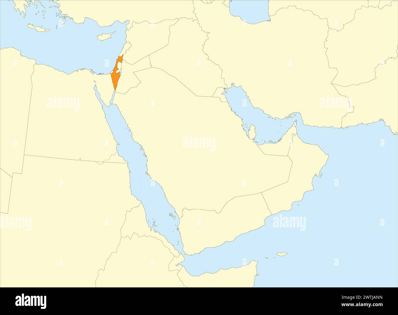 Orange map of ISRAEL inside beige - Orange Map Of Israel Inside Beige Map Of The Middle East 2WTJANN 