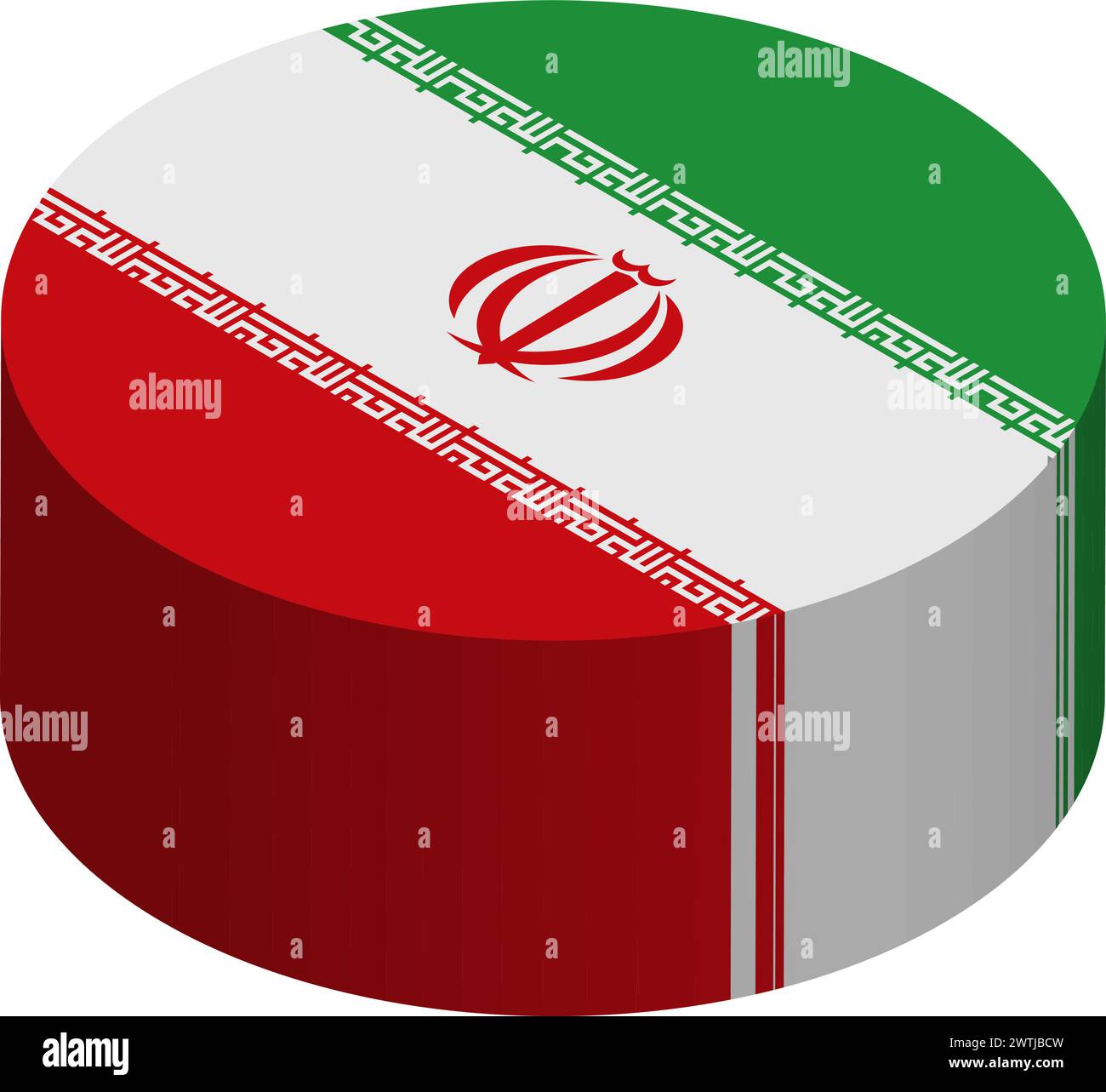 Iran flag - 3D isometric circle isolated on white background. Vector object. Stock Vector