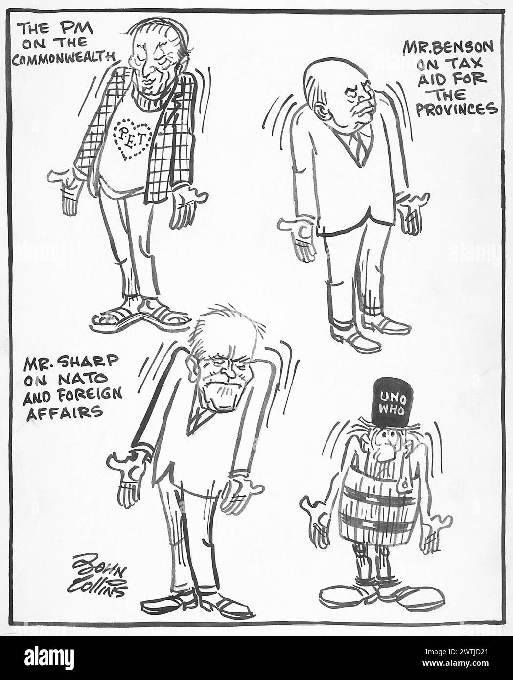 Cartoon - That Shoulder-Shrugging Attitude. John Collins (1917-2007) Stock Photo