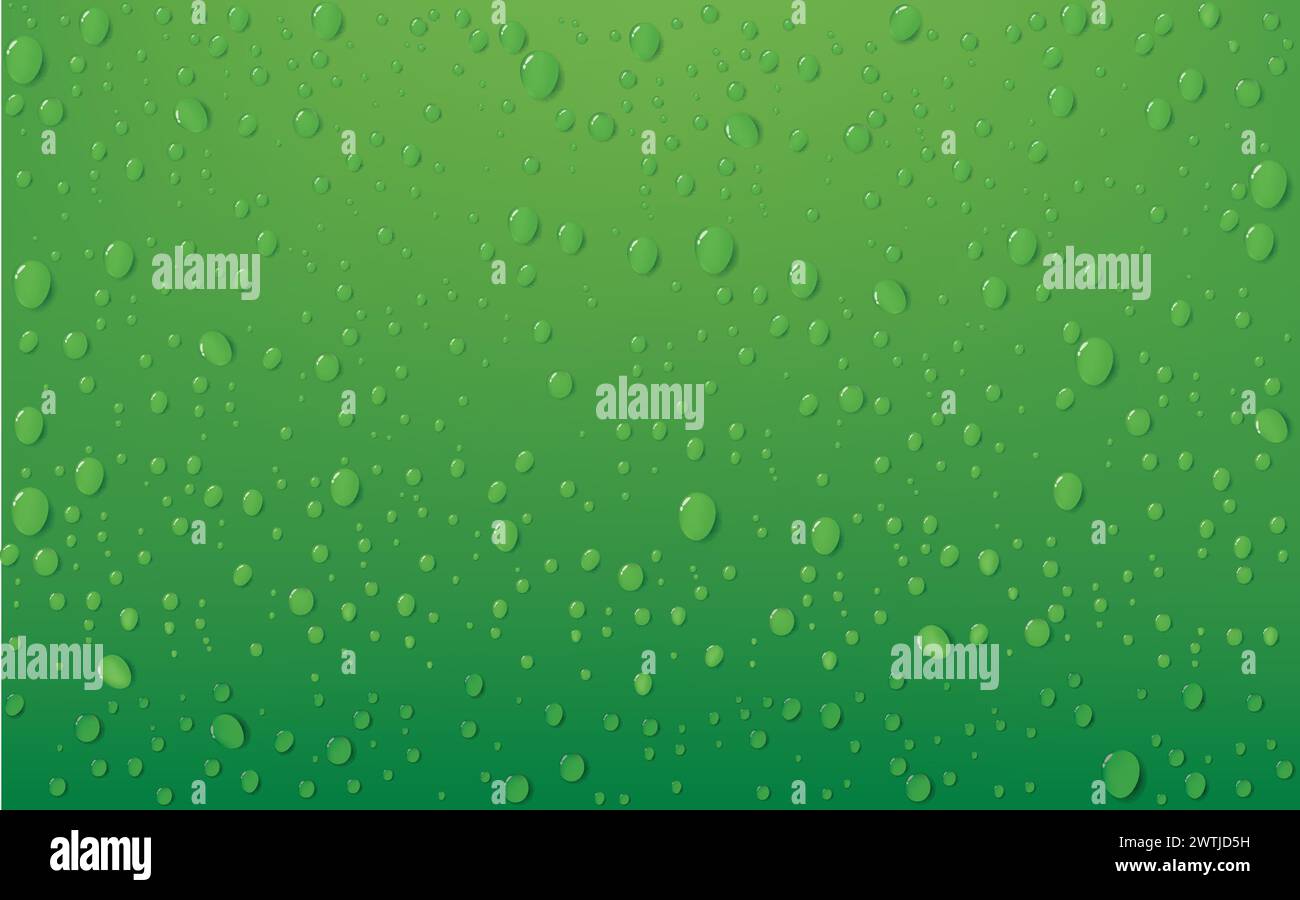 Water Drop on Green Background, Vector Illustration Stock Vector