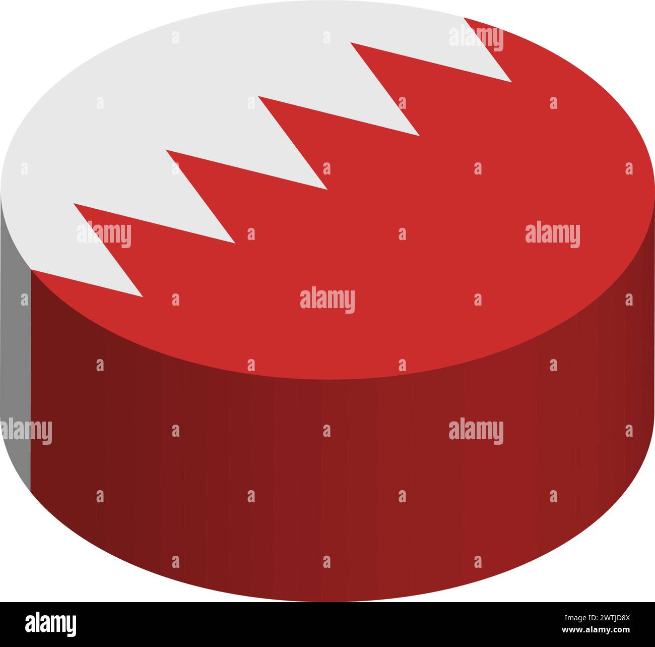Bahrain flag - 3D isometric circle isolated on white background. Vector object. Stock Vector