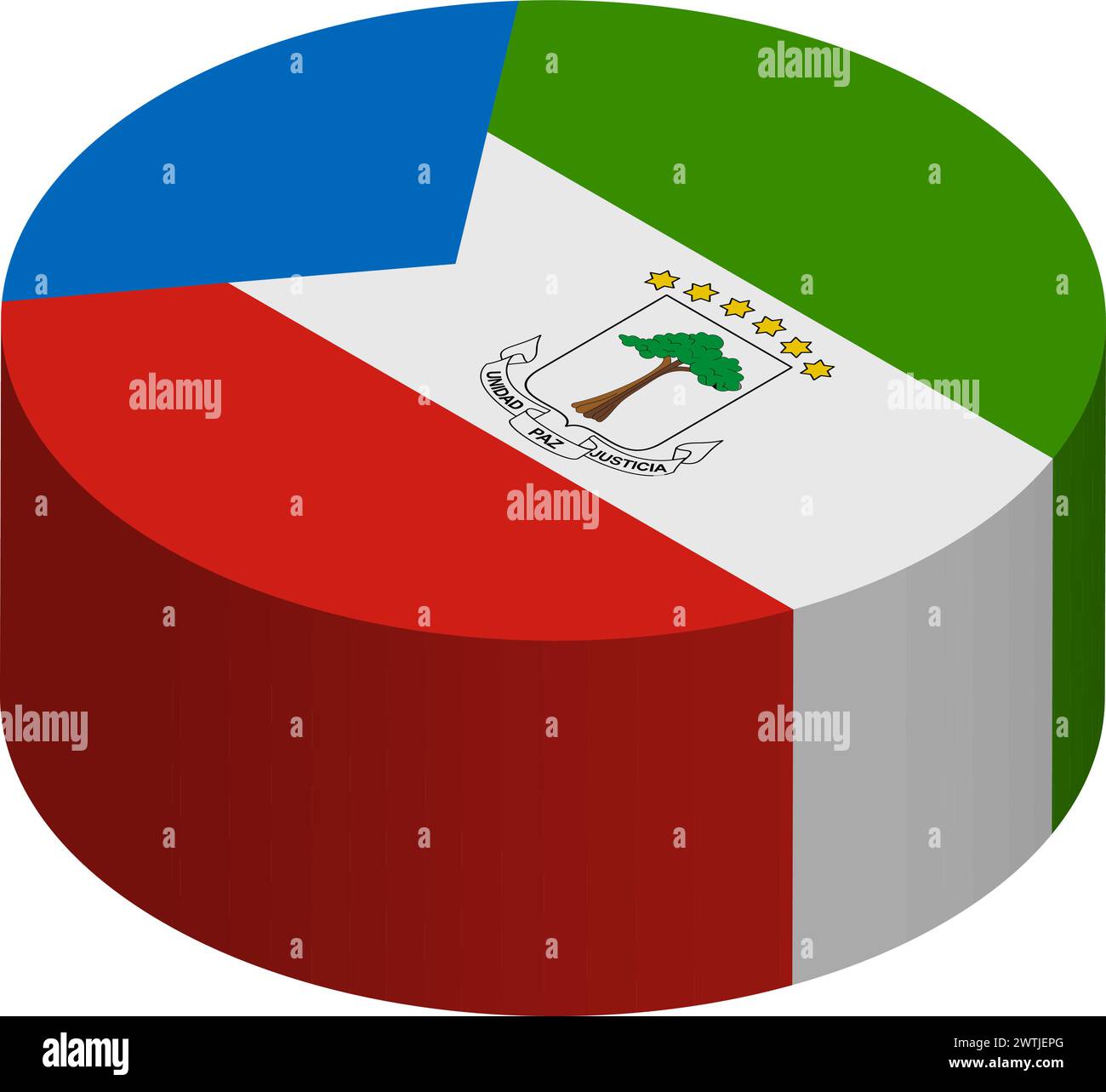 Equatorial Guinea flag - 3D isometric circle isolated on white background. Vector object. Stock Vector