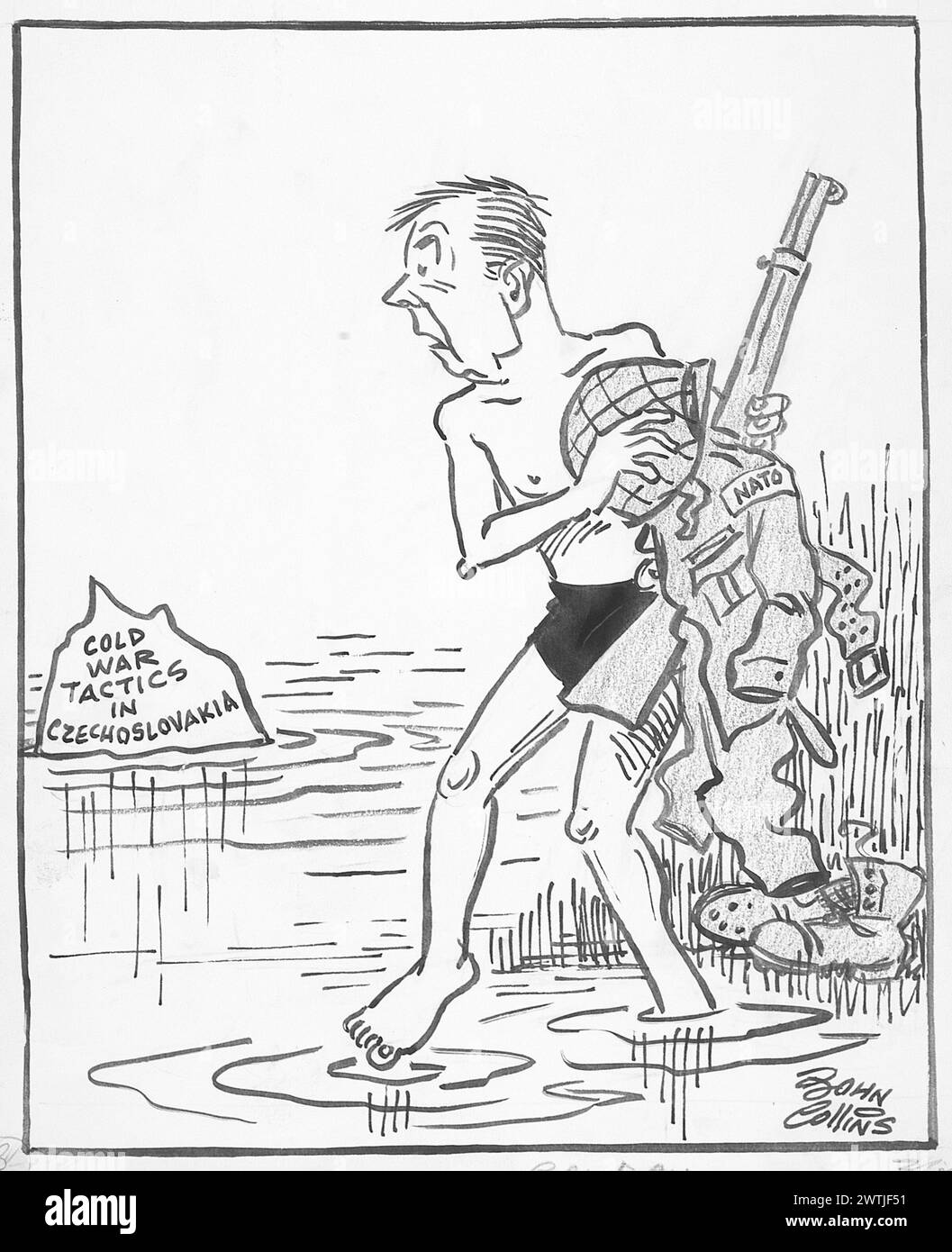 Cartoon - September Morn. John Collins (1917-2007) Stock Photo
