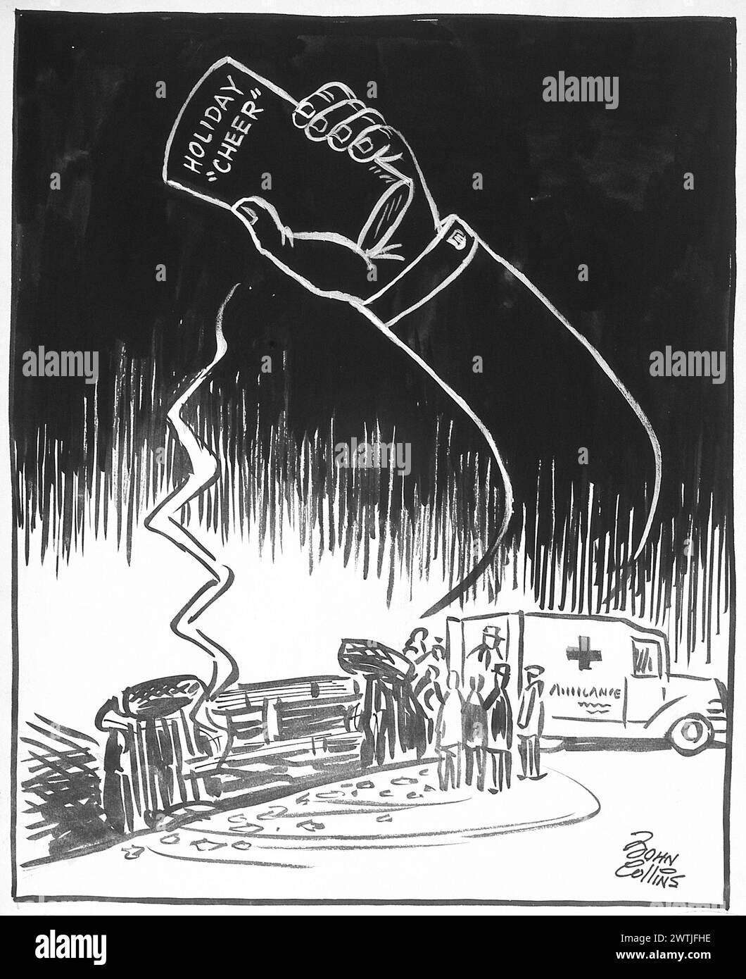 Cartoon - Bottoms Up !. John Collins (1917-2007) Stock Photo
