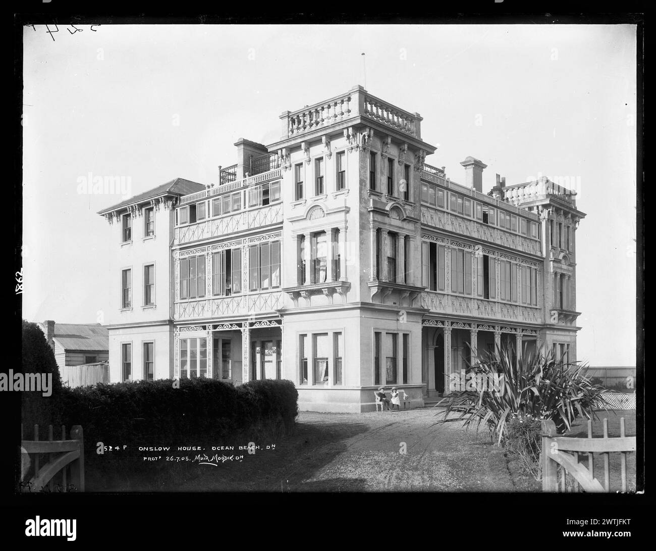Onslow House, Ocean Beach, Dunedin gelatin dry plate negatives, black