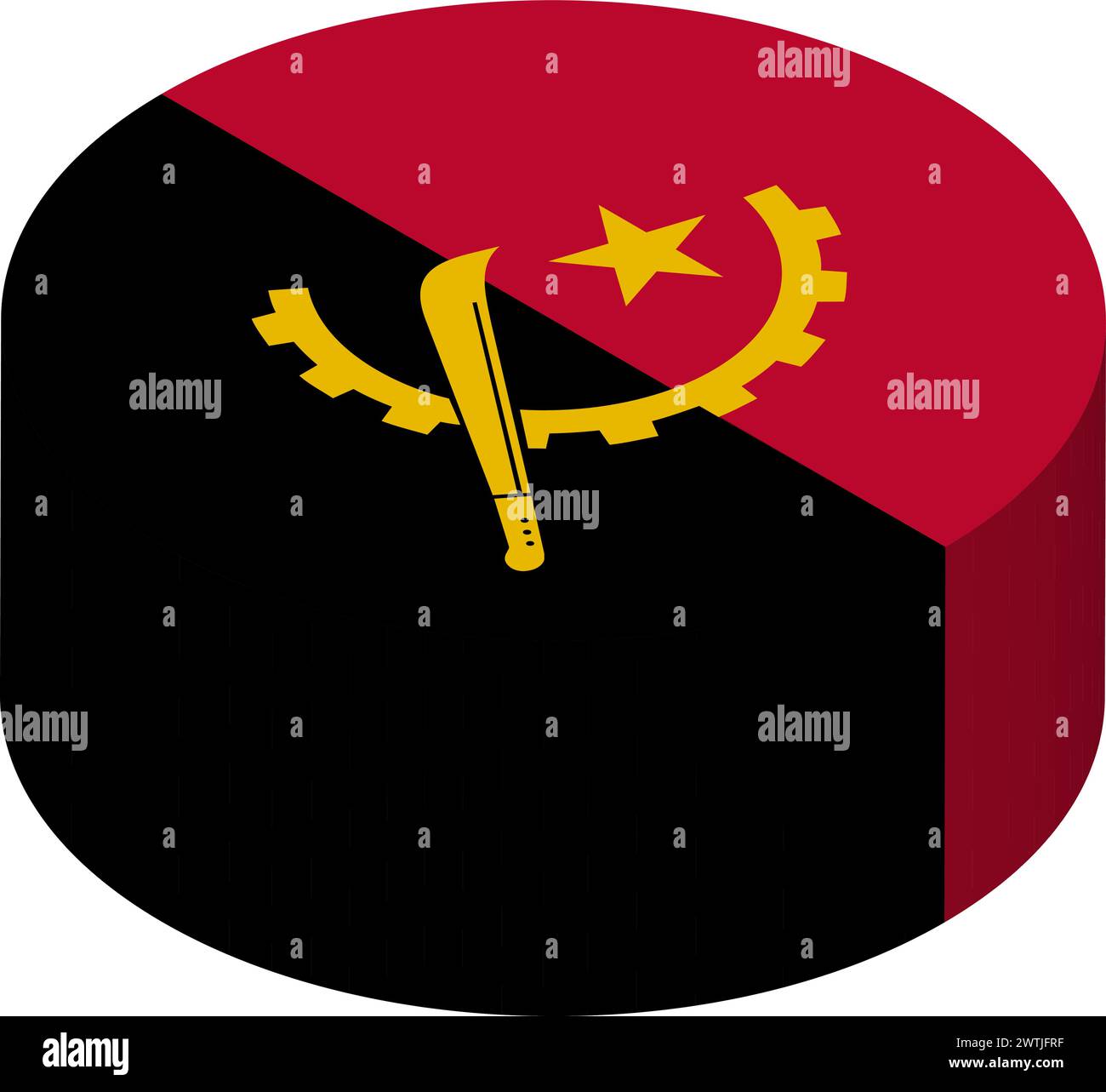 Angola flag - 3D isometric circle isolated on white background. Vector object. Stock Vector