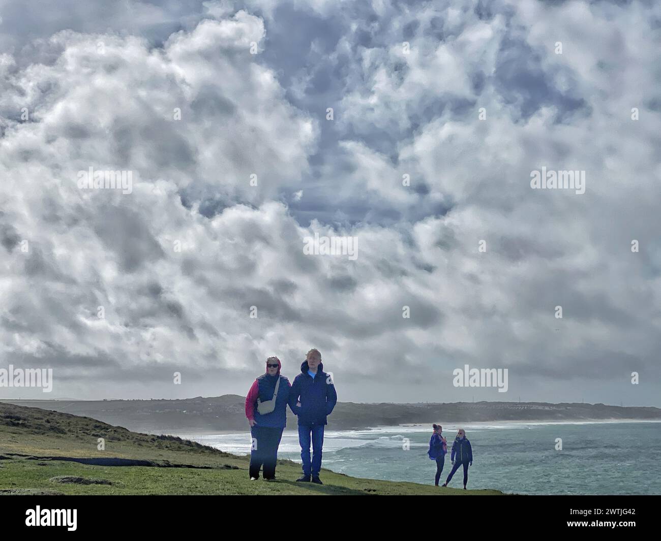 Godrevy, Cornwall, UK. 18th Mar, 2024. Overcast changeable conditions at Godrevy in Cornwall. Credit: nidpor/Alamy Live News Stock Photo
