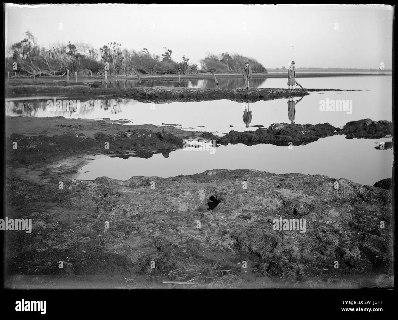 Lake Horowhenua - 1926 black-and-white negatives, gelatin dry plate negatives Stock Photo