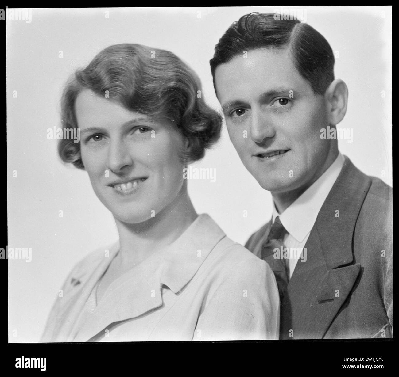 Woman and man; inscribed 'Rostrum' gelatin silver negatives, black-and-white negatives, studio portraits Stock Photo