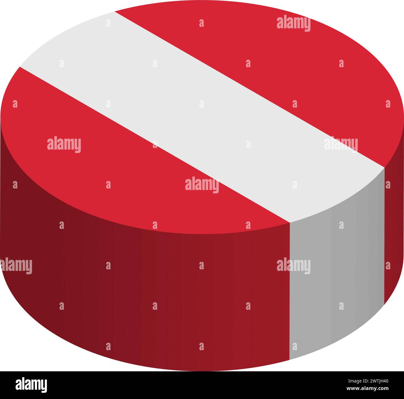 Austria flag - 3D isometric circle isolated on white background. Vector object. Stock Vector
