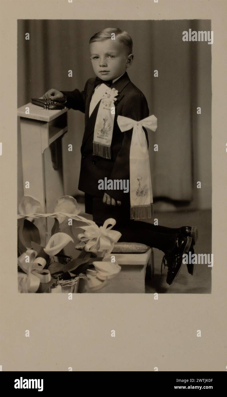 Gelatin silver print - Portrait of an unidentified boy, Montreal, Quebec, 1954-1960 Stock Photo