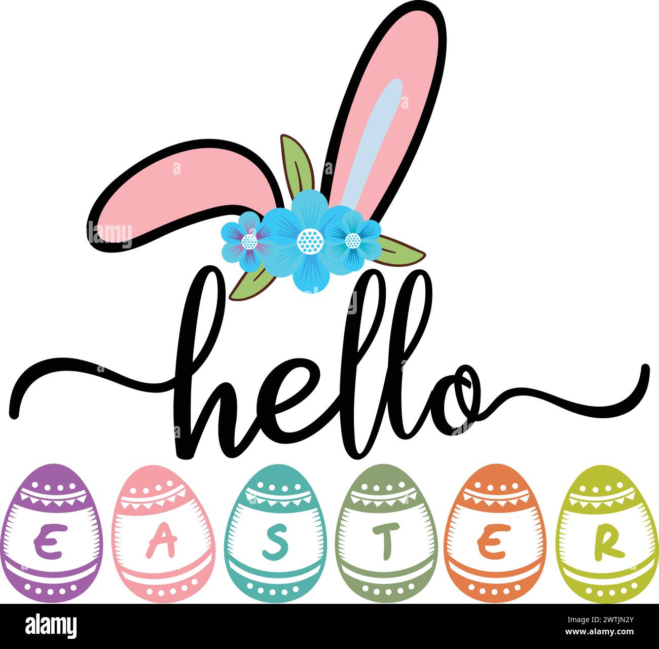 Hello Easter ,Easter T-Shirt , Print T-Shirt , Vector Design , Funny Shirt Stock Vector