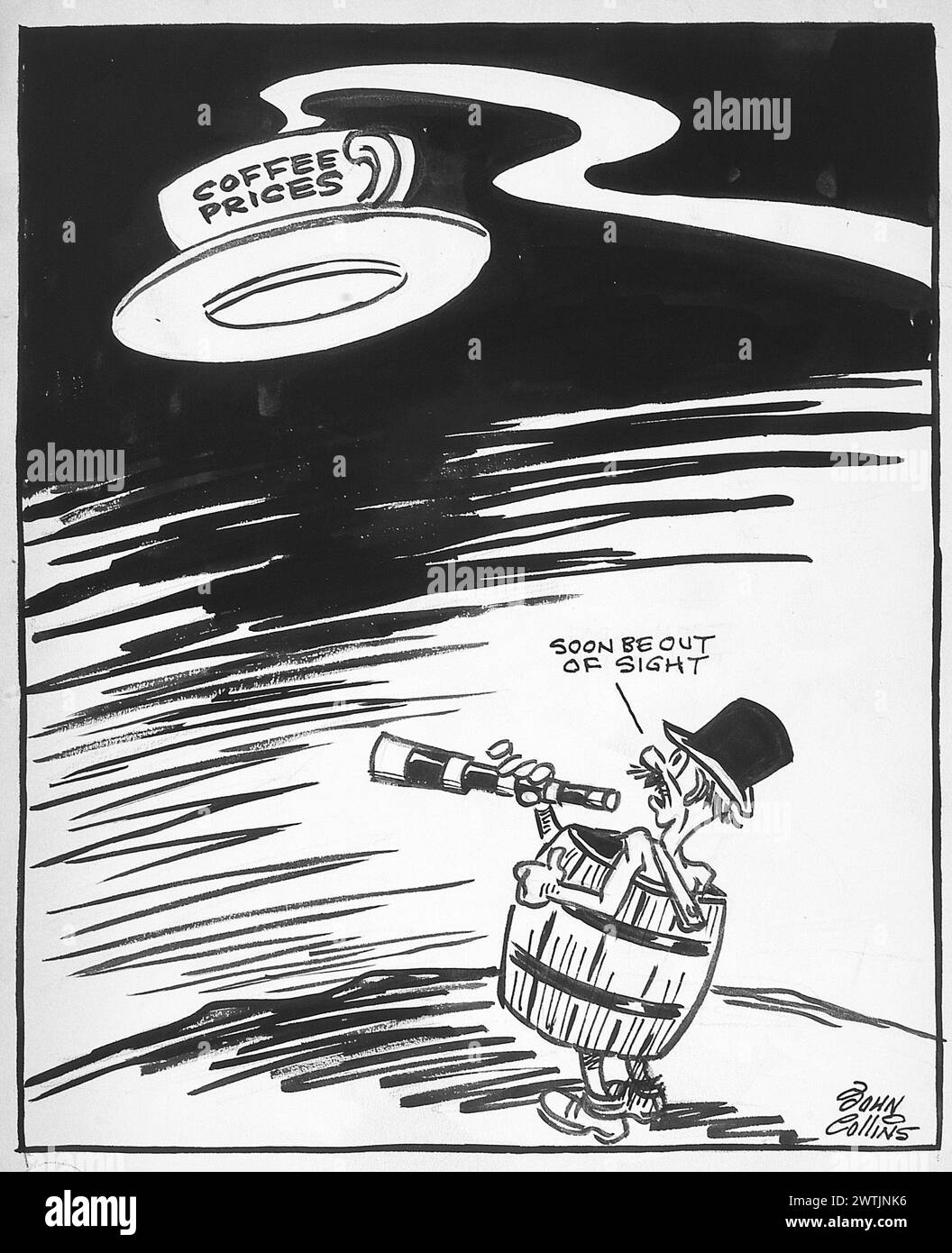 Cartoon - Flying Saucer Explanation No.999,999. John Collins (1917-2007) Stock Photo