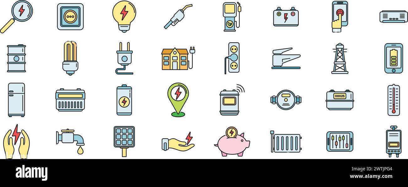 Smart consumption icons set outline vector. Vehicle autonomous. Carbon ...