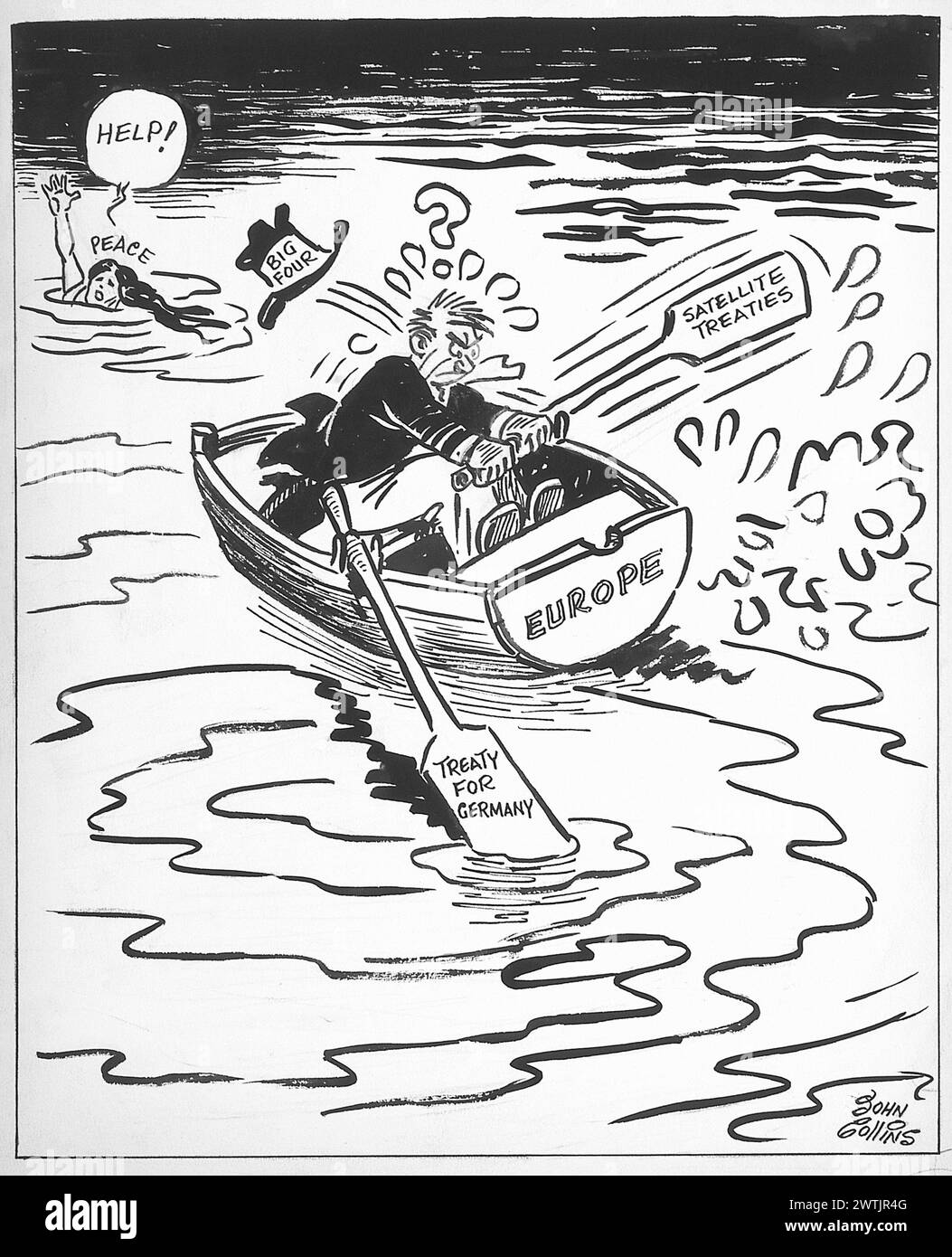 Cartoon - Getting Nowhere In a Hurry. John Collins (1917-2007) Stock Photo