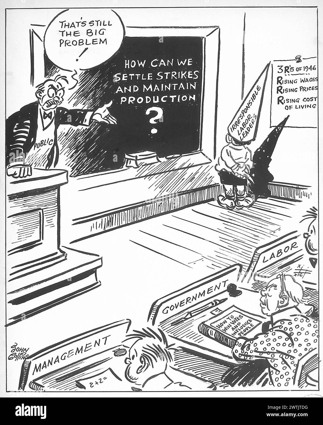 Cartoon - School Daze. John Collins (1917-2007) Stock Photo