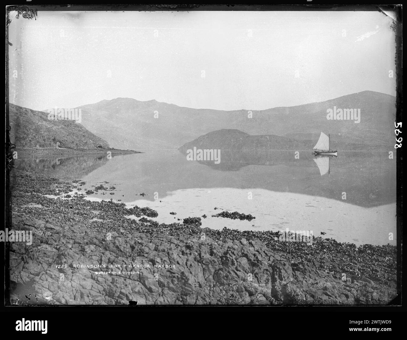 Robinson's Bay, Akaroa Harbor (sic) gelatin dry plate negatives, black