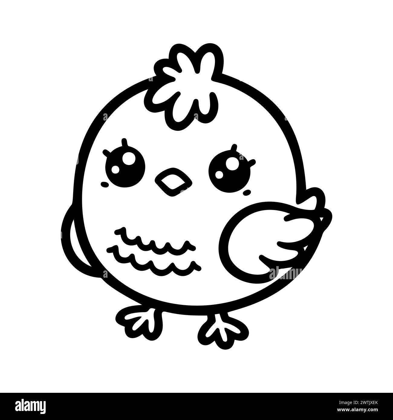 Easter chicken cute bird, outline character vector illustration