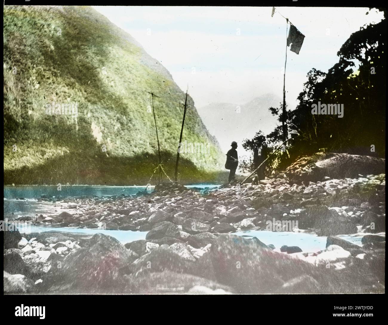 Signal Station at Bligh's Sound lantern slides, colour slides Stock Photo
