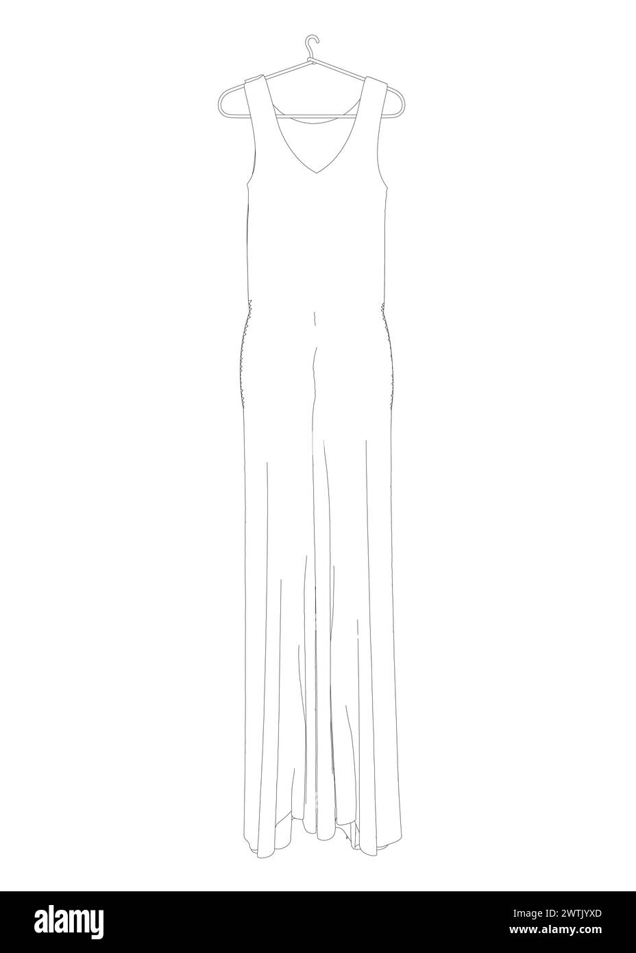 outline-of-a-long-woman-s-dress-hanging-on-a-hanger-made-of-black-lines