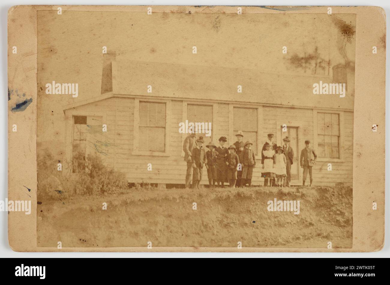 School Marlborough, NZ, November 1887 black-and-white prints, cabinet photographs Stock Photo