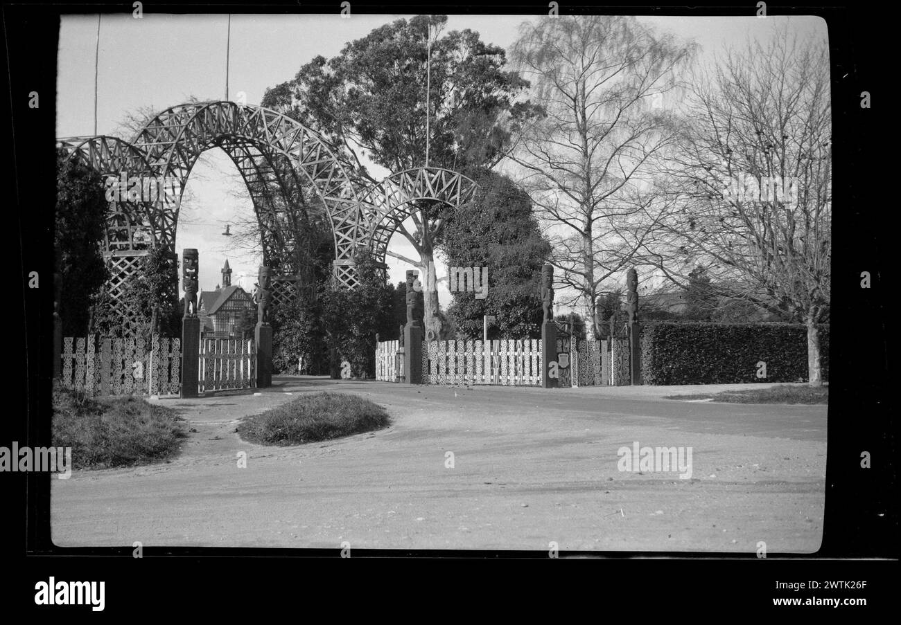 [Prince's Gate Archway.Rotorua] gelatin silver negatives, black-and-white negatives Stock Photo