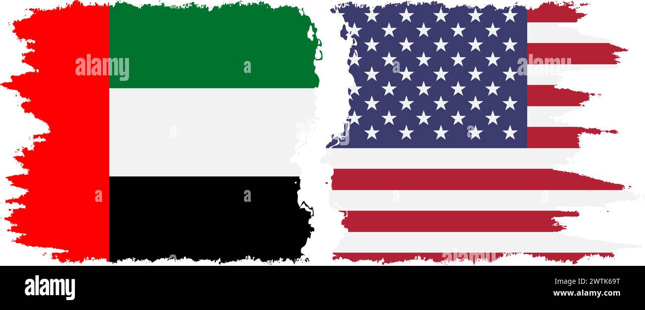 United States and United Arab Emirates grunge flags connection, vector Stock Vector