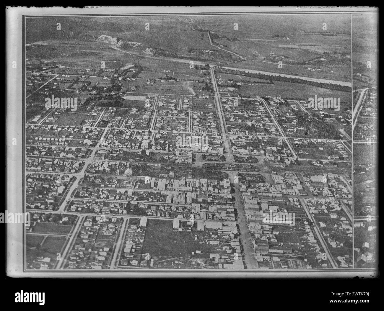 Palmerston North black-and-white negatives, aerial photographs, aerial views, gelatin dry plate negatives Stock Photo