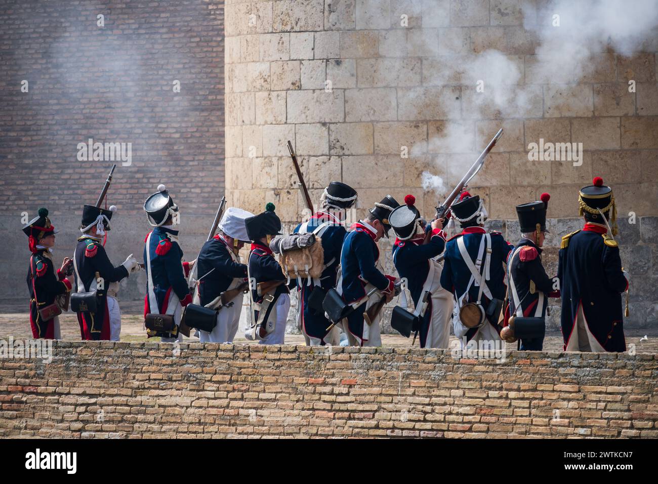 Historical recreation of 'Los Sitios', the events that took place in Zaragoza, Spain, during the Peninsular War in the early 19th century. The term sp Stock Photo