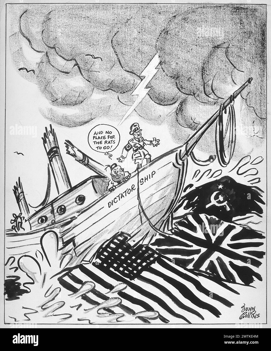 Cartoon - On the Rocks. John Collins (1917-2007 Stock Photo - Alamy