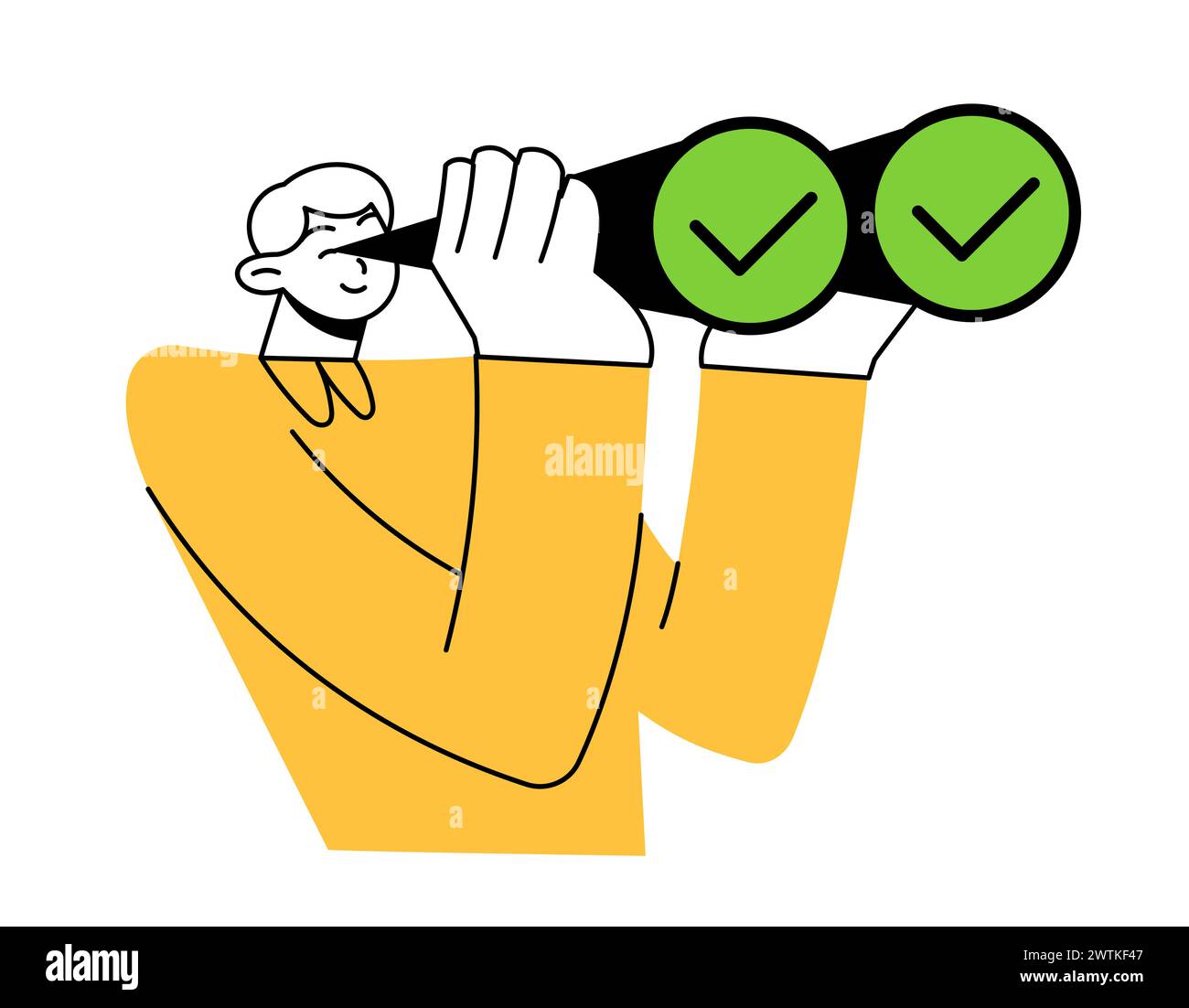 Man looks through binoculars. Business vision and target Stock Vector ...