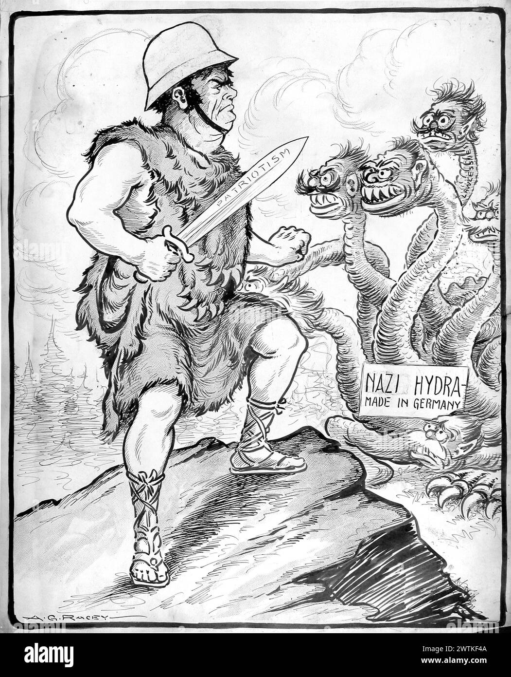 Cartoon - Nazi Hydra Made in Germany Arthur George Racey (1870-1941) Stock Photo