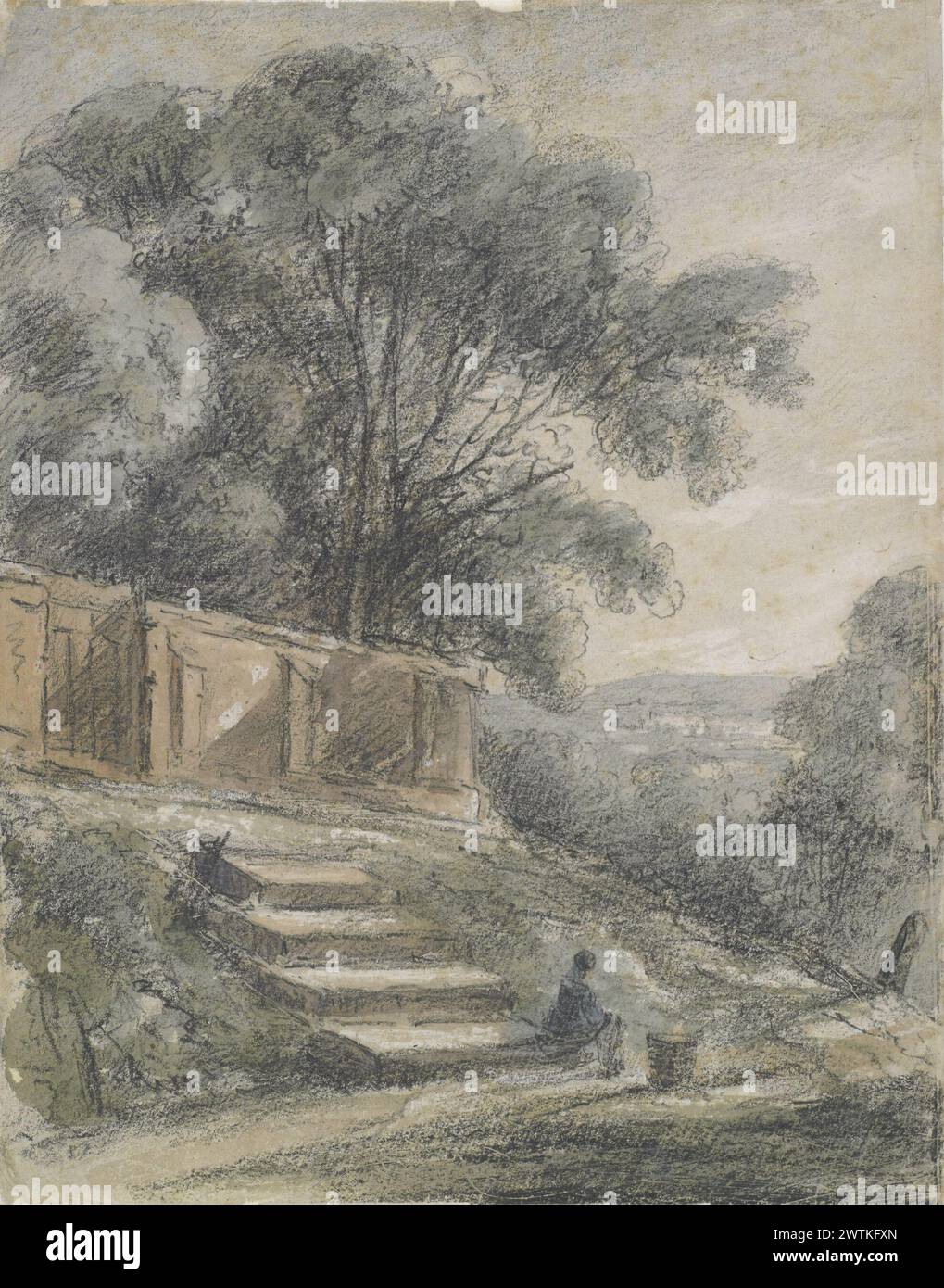 Landscape with sloping steps watercolours, works on paper Stock Photo ...