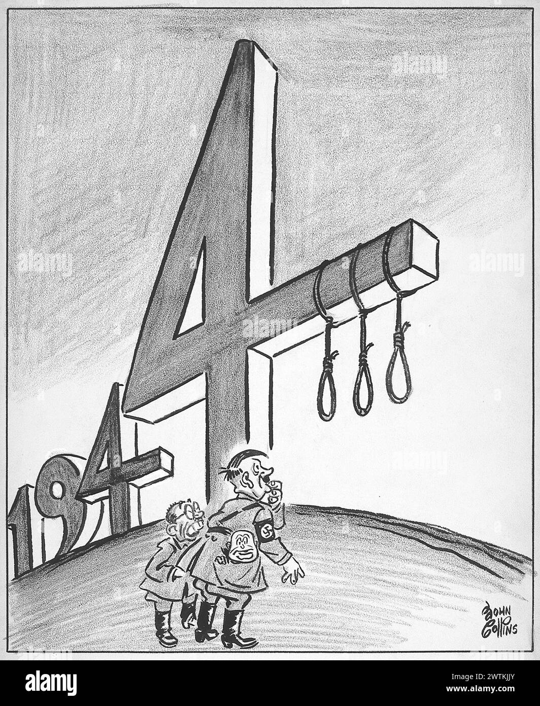 Cartoon - Their Number's Up !. John Collins (1917-2007) Stock Photo