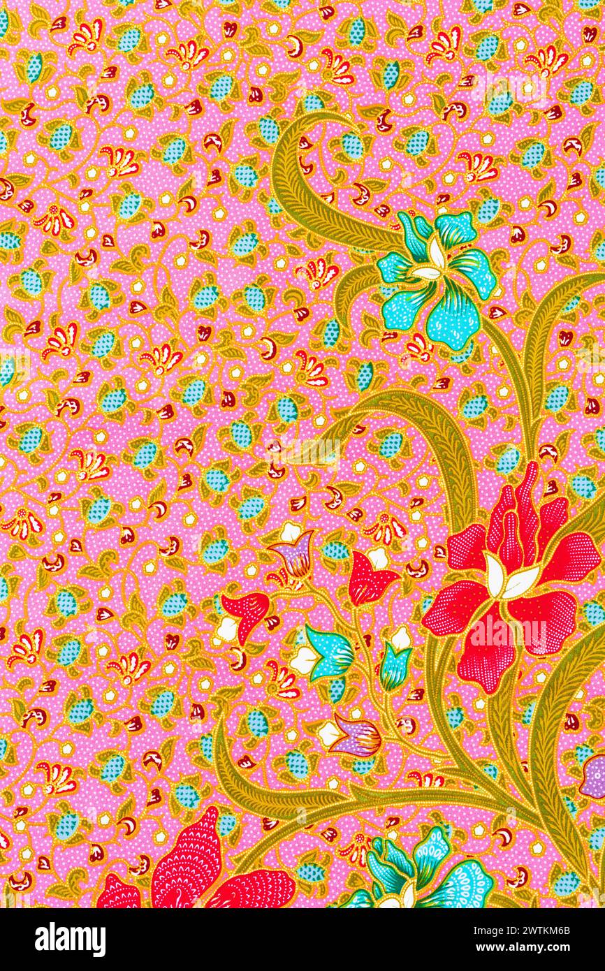 Colorful batik cloth fabric background Stock Photo