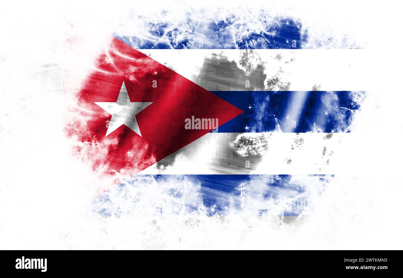 White background with torn flag of Cuba Stock Photo