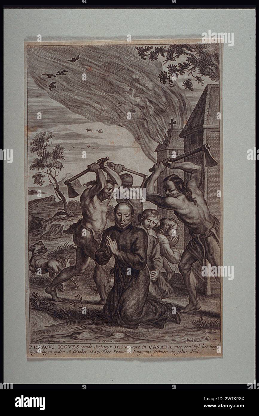 Etching Jesuit Martyrs. Death of Father Isaac Jogues Abraham van