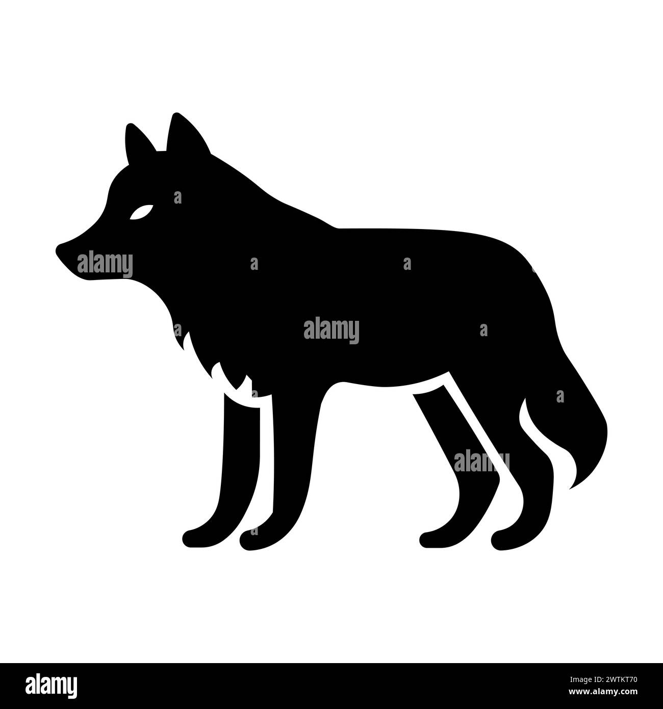black vector wolf icon on white background Stock Vector