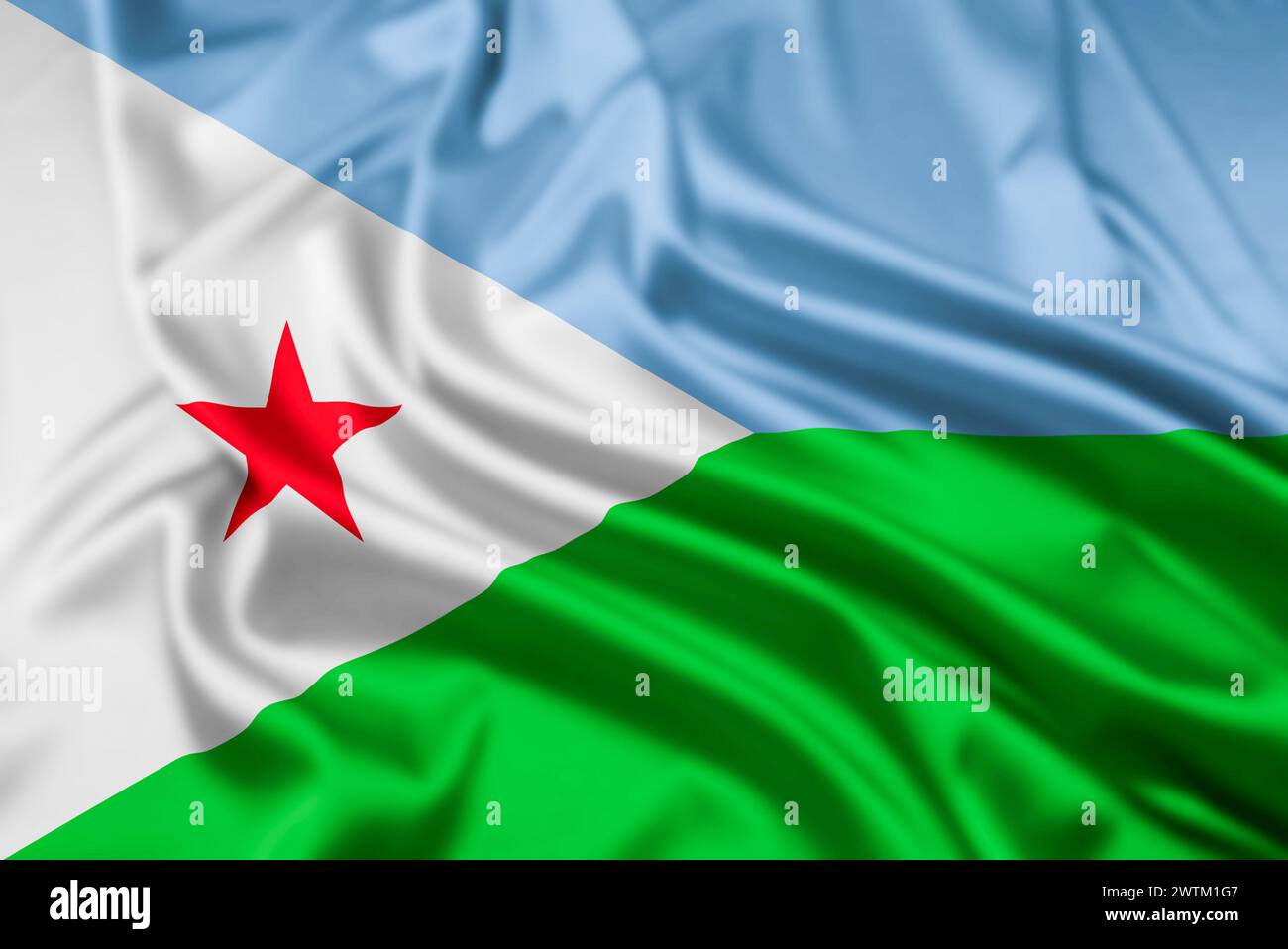 The Flag of The Republic of Djibouti, with a Ripple Effect Stock Photo