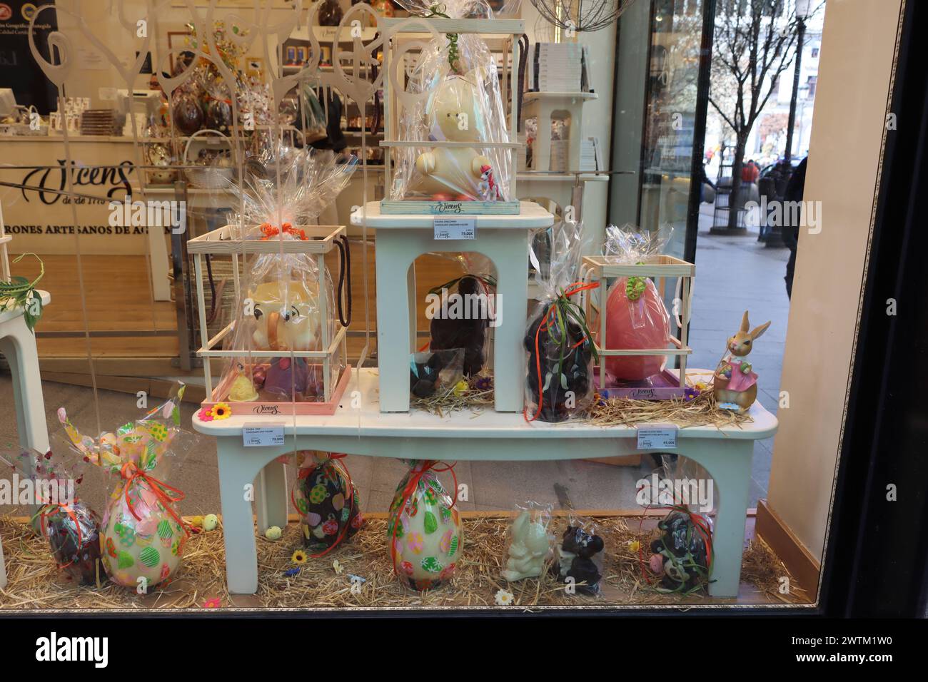 Easter decorations in a Madrid patisserie Stock Photo