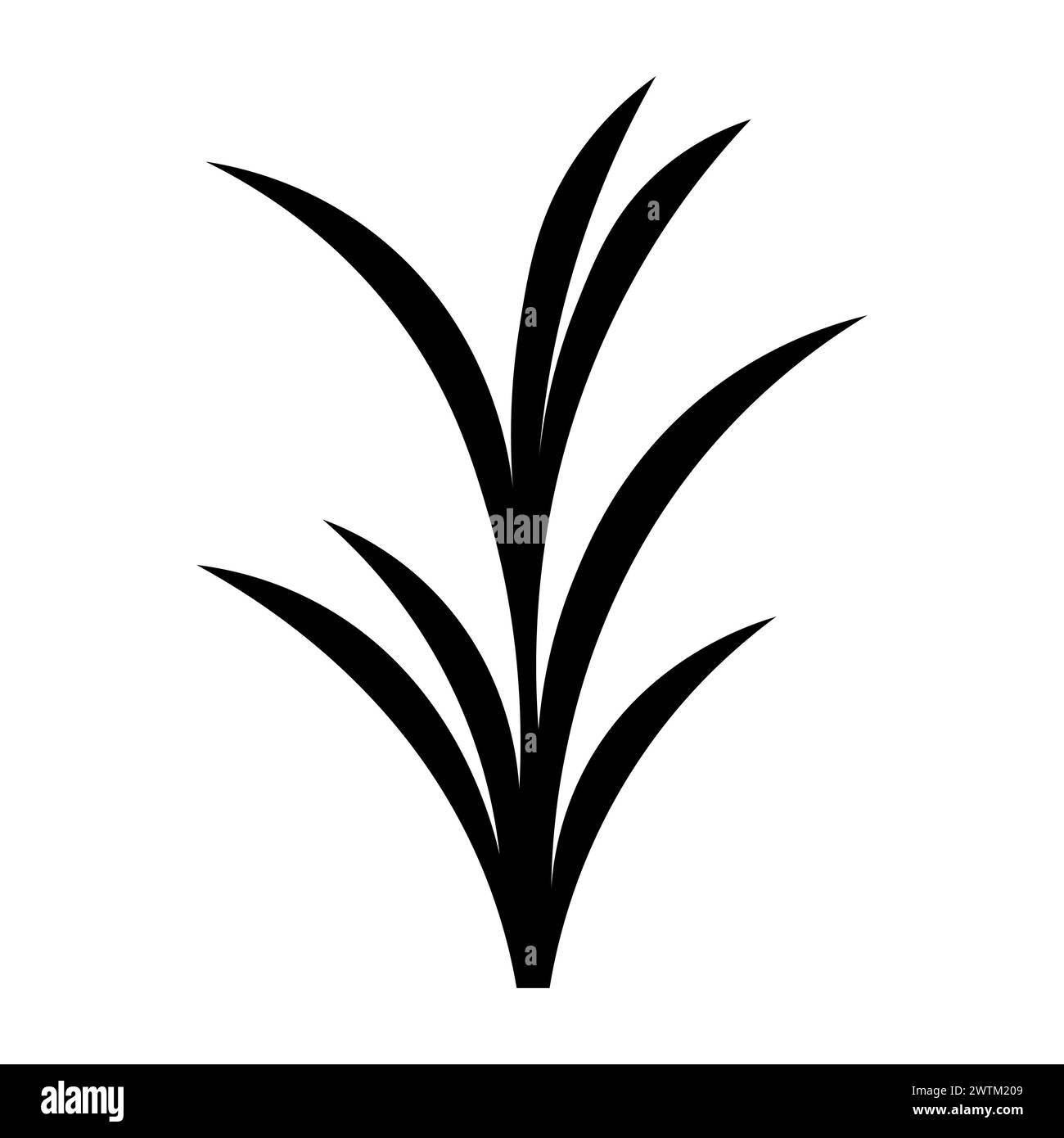 black vector blade grass icon on white background Stock Vector