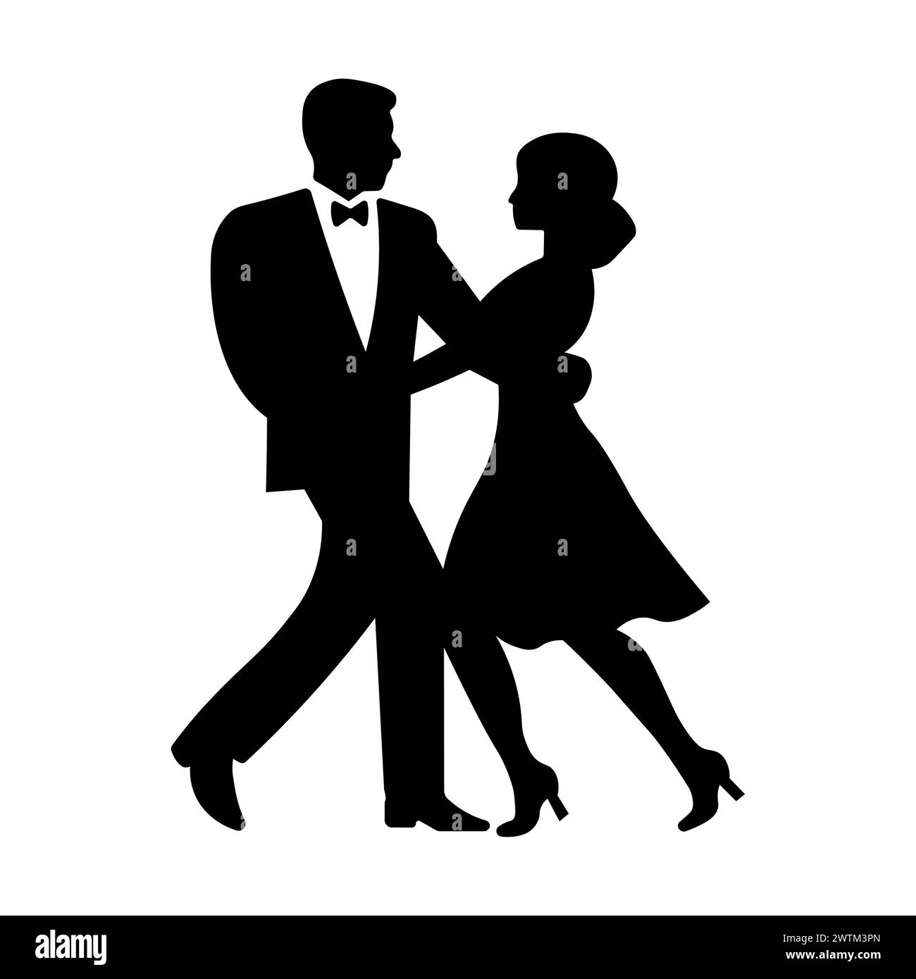 dancing couple silhouette on white background Stock Vector Image & Art ...
