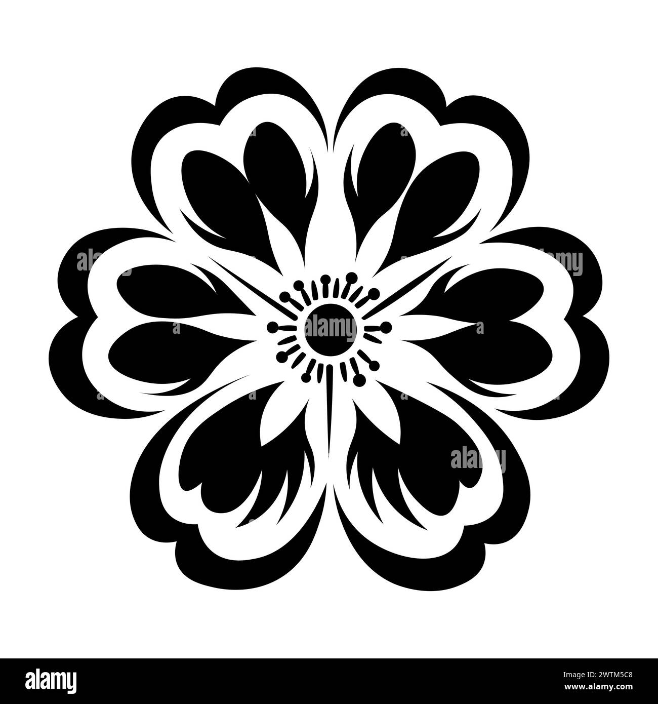 black vector flower icon on white background Stock Vector Image & Art ...