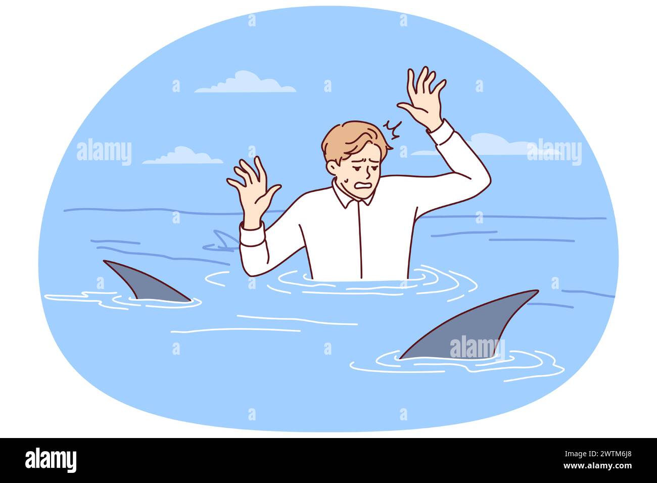 Person alone in the sea Stock Vector Images - Alamy
