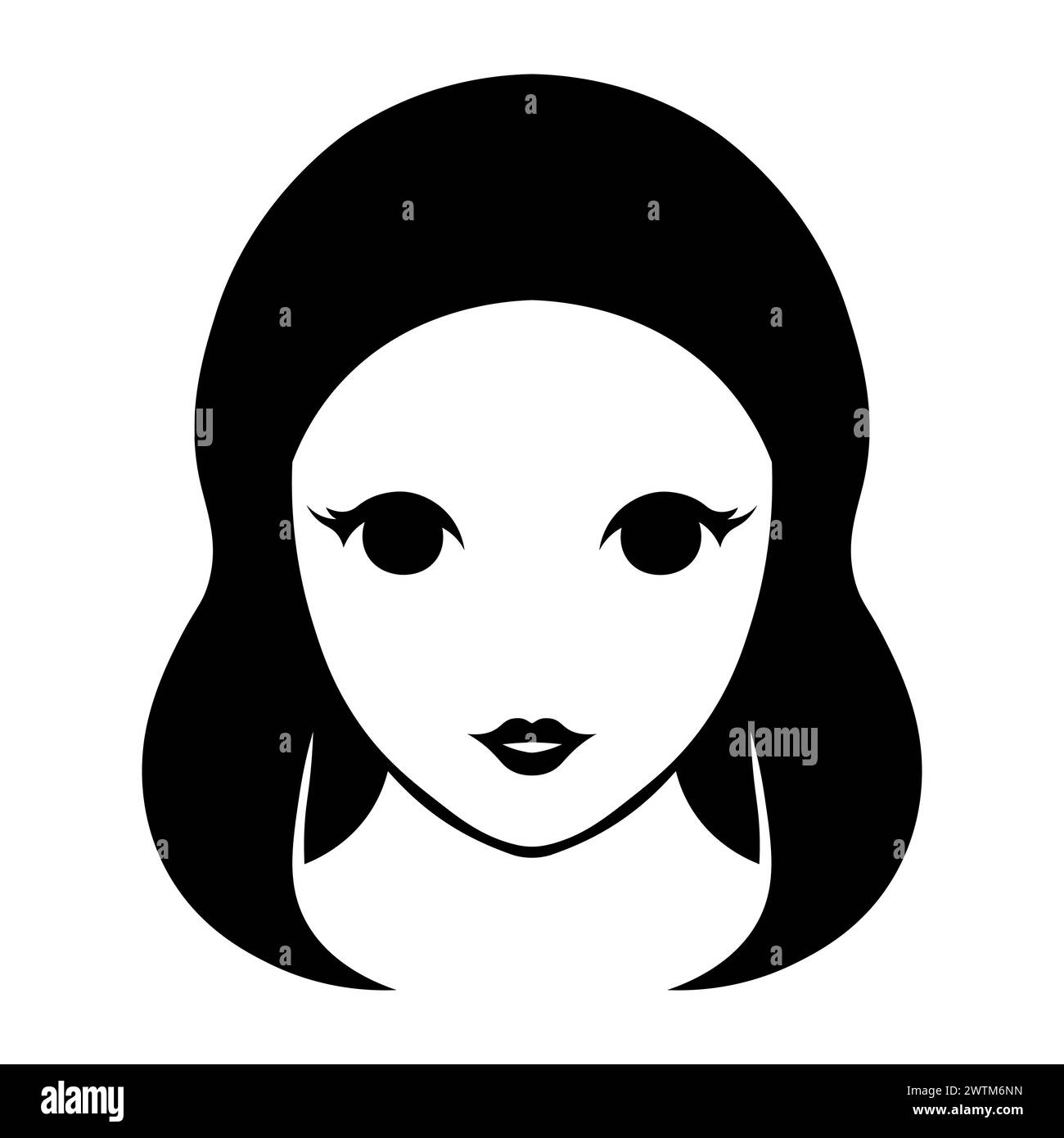 black vector girl icon on white background Stock Vector Image & Art - Alamy