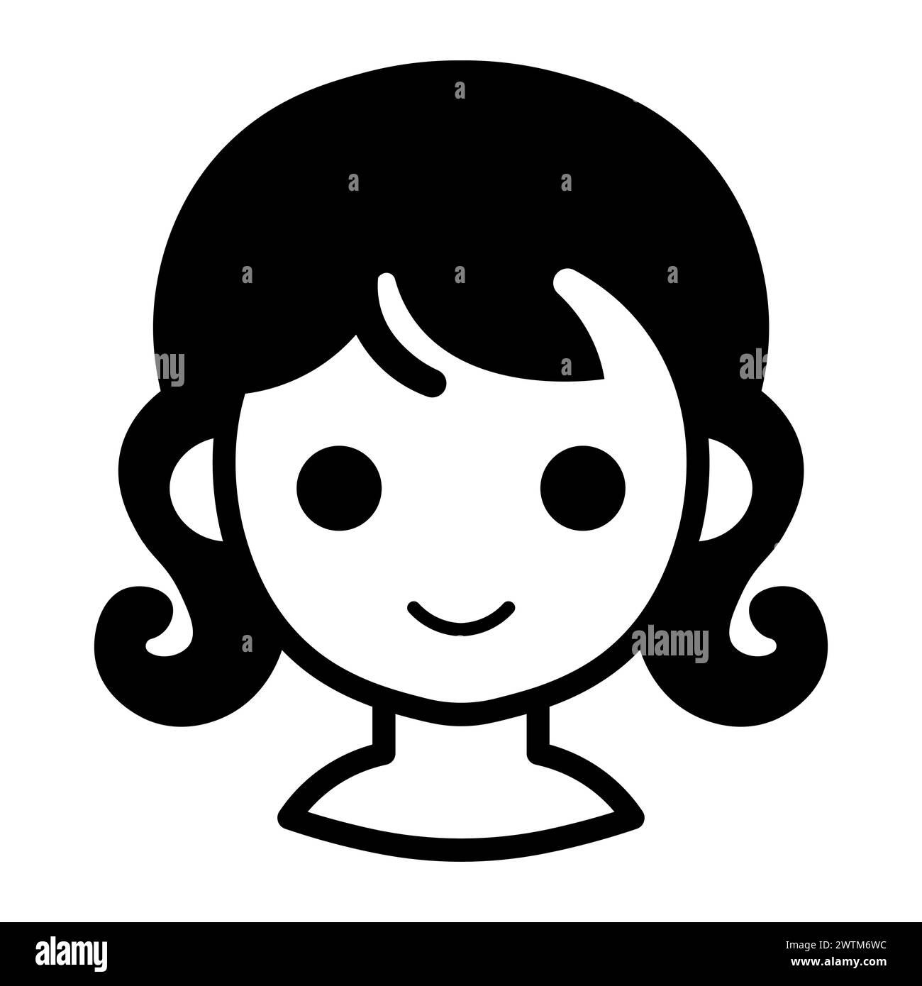 black vector girl icon on white background Stock Vector