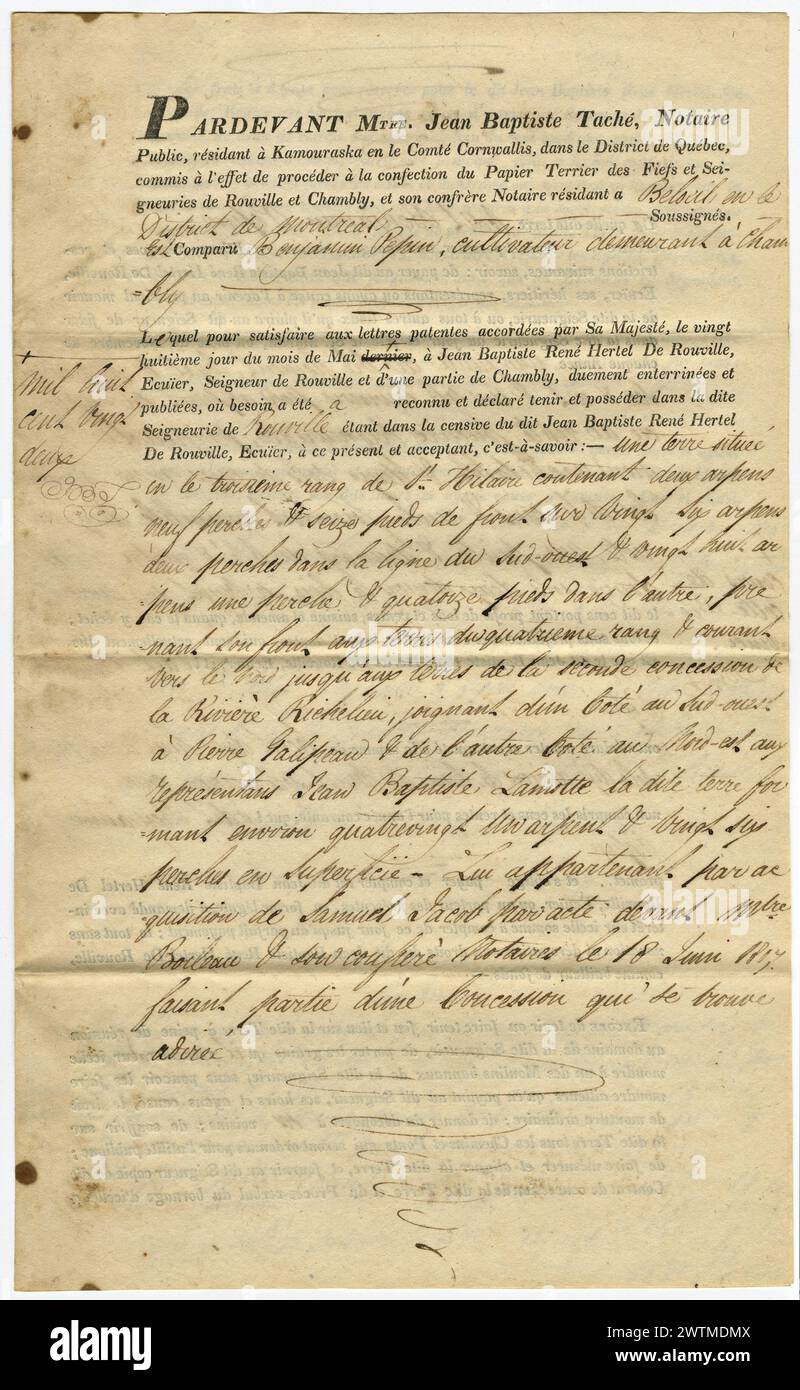 Land grant Land grant made to Benjamin Pepin by JeanBaptisteRené